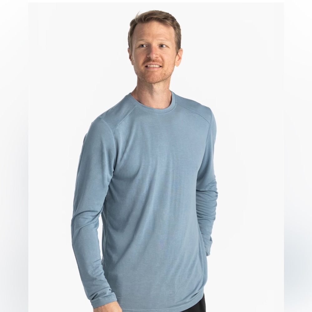 Free Fly Men's Bamboo Lightweight Long Sleeve Shirt Tee Size 2XL Blue Outdoors